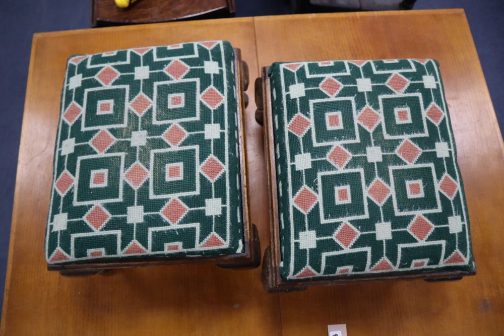 A pair of Georgian style mahogany foot stools, 38 x 33cm